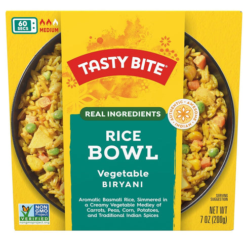 7 (Pack 6) Tasty Bite Vegetable Biryani Rice Bowl, Ready to Eat, Microwaveable, Gluten Free, Ounce
