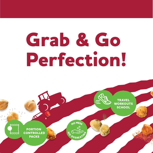 Packs 30 Pack Three Farmers Healthy Variety Snack - Roasted, Never Fried - Protein Rich Zesty Fava, Tangy Chickpeas