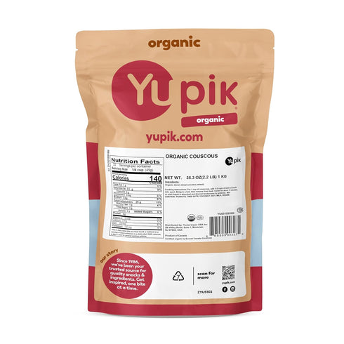 2.2 lb (35.2 oz), Yupik Organic Couscous, Non-GMO, Vegan, Kosher, USDA Certified, Nutty & Tender Durum Wheat Grain