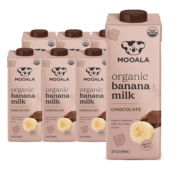 Mooala Organic Chocolate Bananamilk, 32 fl oz (Pack of 6) Shelf-Stable, Non-Dairy,
