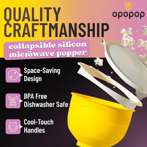 6-Pack 4-Pack Opopop Microwave Popcorn Bundle - Super Butter Pop Cups & Variety Gourmet Kit with Collapsible Silicone