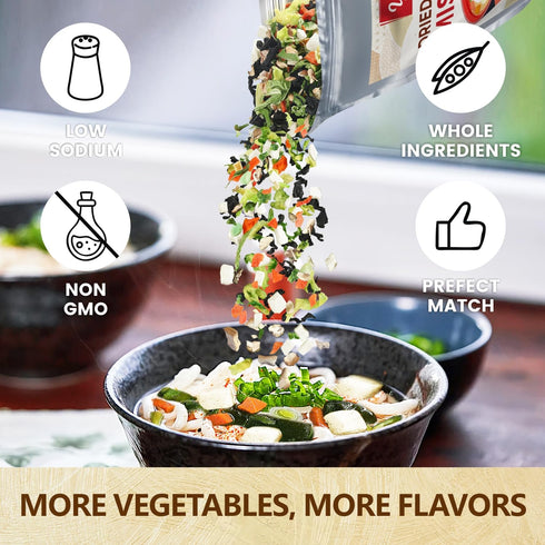 16 oz Yimi Miso Soup, Ramen Toppings, Freeze Dried Vegetables, Dehydrated Vegetables (Dehydrated Tofu, Wakame Seaweed