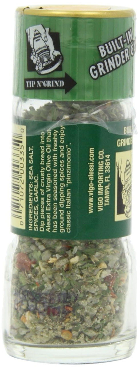 Alessi Herb & Seasoning Grinder, Dipping Spices for Olive Oil, Tip n' Grind, Garlic, 0.76 Ounce (Pack of 4)