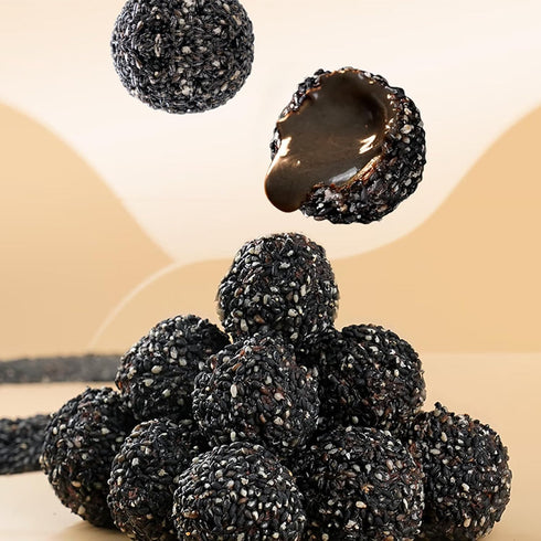 BAYUEDEGUA 100g/3.52oz Mulberry+Black 10 -Sandwich Black Sesame Pill Black Sesame+Black Beans+Black Rice+Black Goji