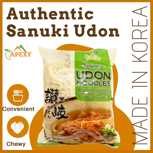 APEXY 3 21.15oz Japanese Style Fresh Udon Noodles, Authentic Sanuki Jumbo Chewy Noodles, Quick & Easy Meal Solution