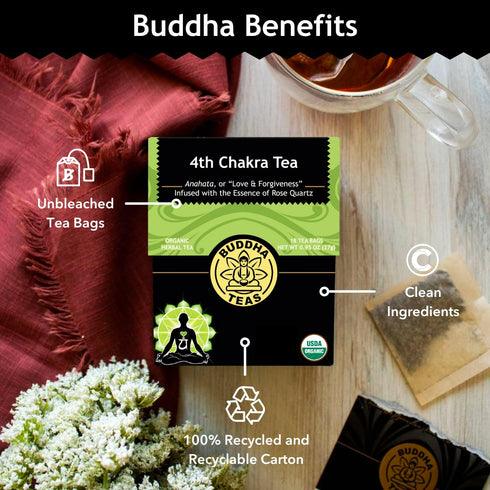 4th 18 (Pack 1) Buddha Teas - Chakra Tea - Organic Herbal Tea - For Balance, Love & Forgiveness - With Hawthorn Berry