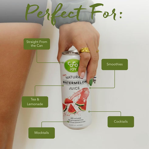 100% (12-Pack) CoCo Joy Natural Watermelon Juice, Low-Calorie Watermelon Drink