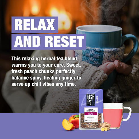25 2.2 Tiesta Tea - Ginger Sweet Peach, Loose Leaf, Spicy Peach Herbal Tea, Non-Caffeinated Tranquility Blend, Bulk