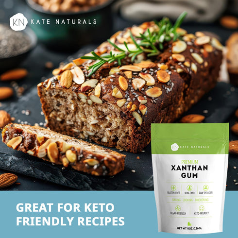 (8oz, Kate Naturals Xanthan Gum for Baking, Ice Cream & Sauce Thickener Gluten Free, Food Grade)