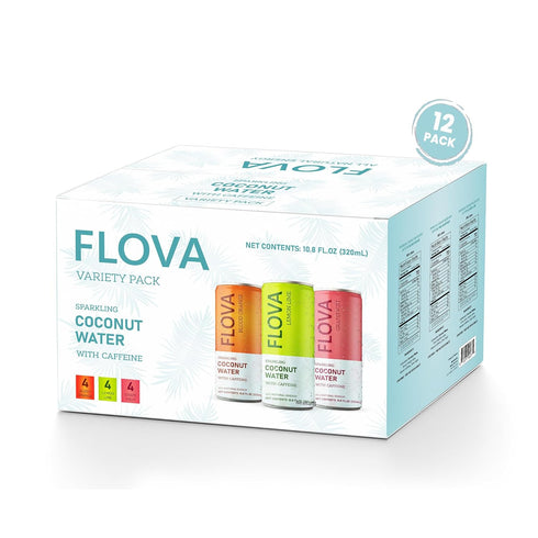 4 99% Pack 12 Flova Energy Drink, All Natural, Electrolytes and Minerals from Coconut Water, Simple Easy to Pronounce