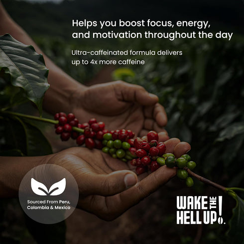 1lb Wake The Hell Up! Ultra-Caffeinated Peanut Butter Cup Whole Bean Coffee, Low Acid, Medium-Dark Roast