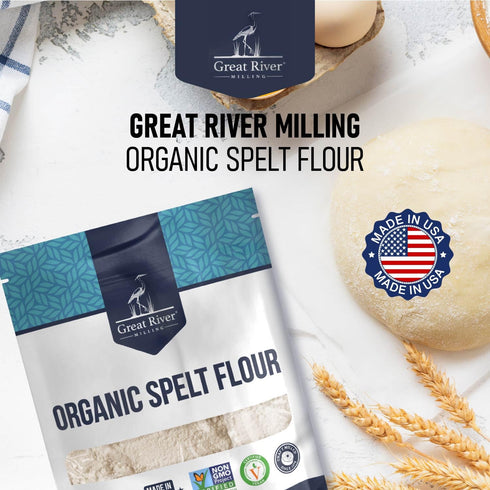 5 Lb Great River Milling Organic Spelt Flour | Whole Grain Ancient Wheat Flour | USDA Organic, Non-GMO, Kosher | High