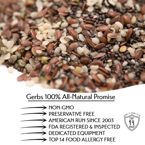 3 4 lbs. 14 Gerbs Super Seed Snack Mix | Raw, No Artificial Additives, Resealable Bag | Crunchy Flax, Chia & Hemp Blend