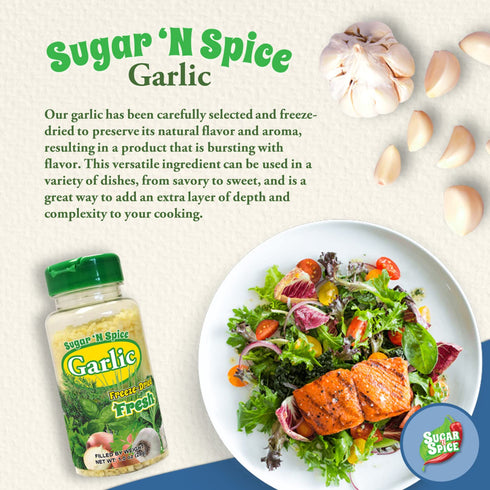Sugar 'N Spice Premium Freeze-Dried Herbs & Spices - Strong Aroma and Fresh Flavor (Garlic, 1 Ounce)