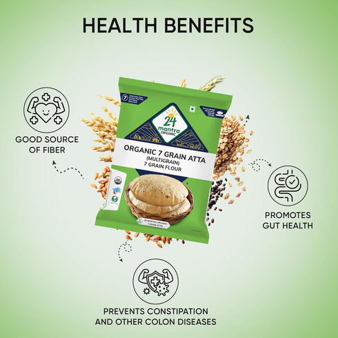24 Mantra Organic 7 1Kg/2.2 lb Organic Grain Atta (Wheat, Pearl Millet, Sorghum, Green Mungbean, Barley, Ragi, Soybean)