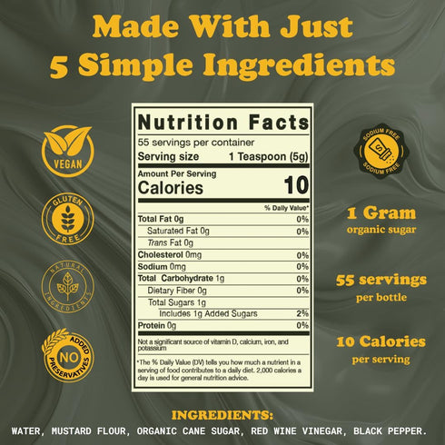 10 oz Little Zing Danish Mustard Sweet & Punchy Gourmet Mustard Sauce with Horseradish Kick All-Natural, No Oils