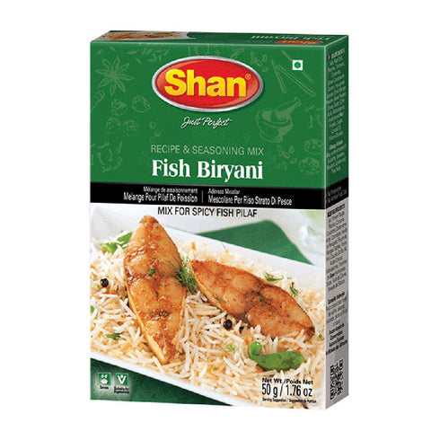 Shan Fish Biryani Recipe and Seasoning Mix 1.76 oz - Spice Powder for Spicy Fish Layered Pilaf - Suitable for
