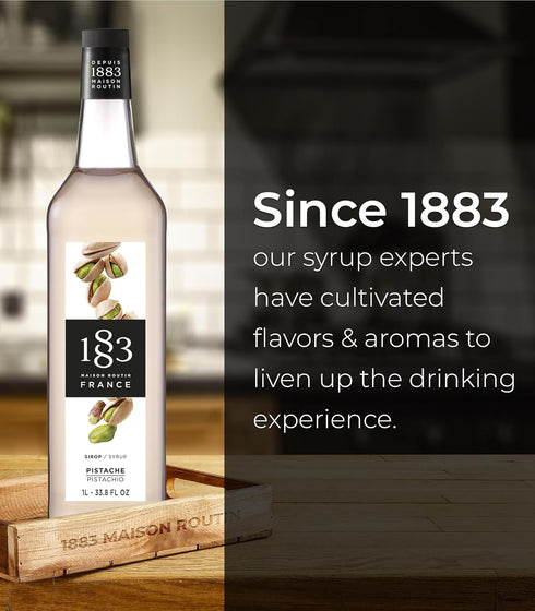1883 1 Pistachio Syrup for Drinks, Made in France, Liter Plastic Bottle