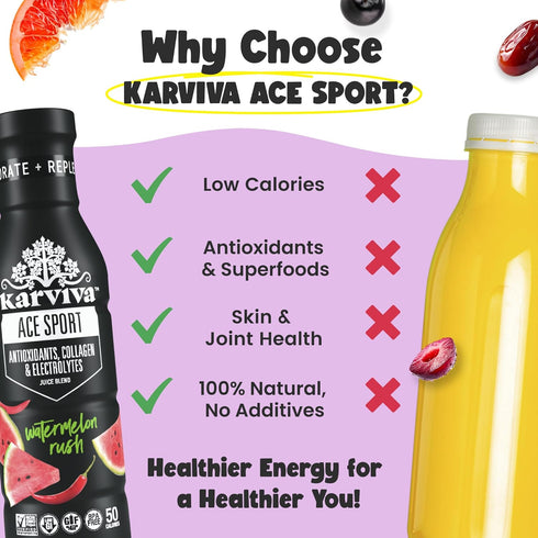 6 12 oz ACE Recovery Antioxidants Juice, Energy Booster Drinks for Sports, Real Fruit, Natural Collagen, Electrolytes