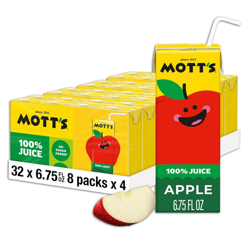 Mott's 100% Original Apple Juice, 6.75 Fl Oz Boxes, 32 Count (4