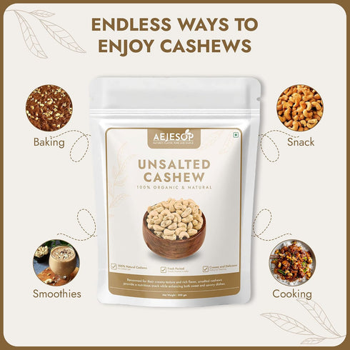 7oz (200g) AEJESOP Organic Unsalted Cashew, Raw Cashews Whole