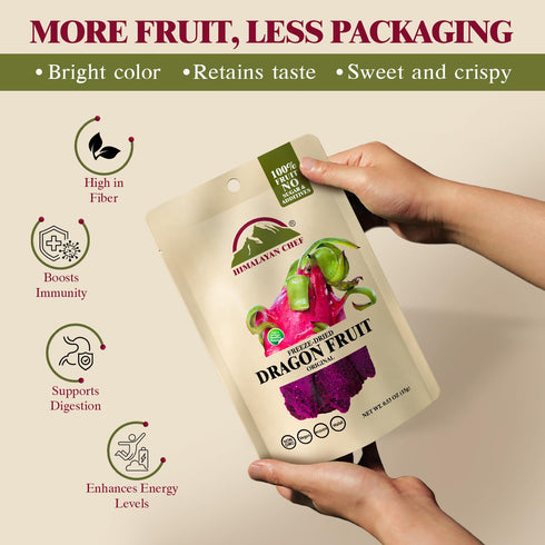 15g Himalayan Chef Freeze-Dried Dragon Fruit | Organic Dried Fruits Snacks, Healthy Snack for Kids & Adults