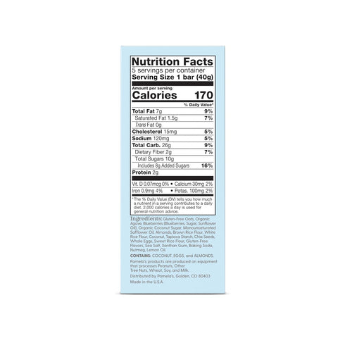 5pk Pamelas Bar Oat Blubry Lemon