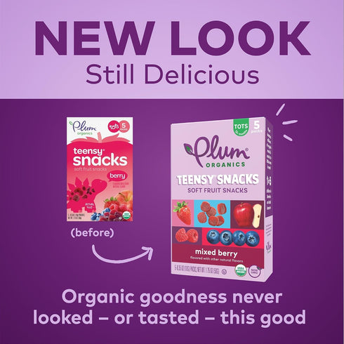 0.35 oz (Pack 40) Plum Organics Teensy Snacks Soft Fruit Snacks - Mixed Berry - Bags of - Organic Toddler Food Fruit