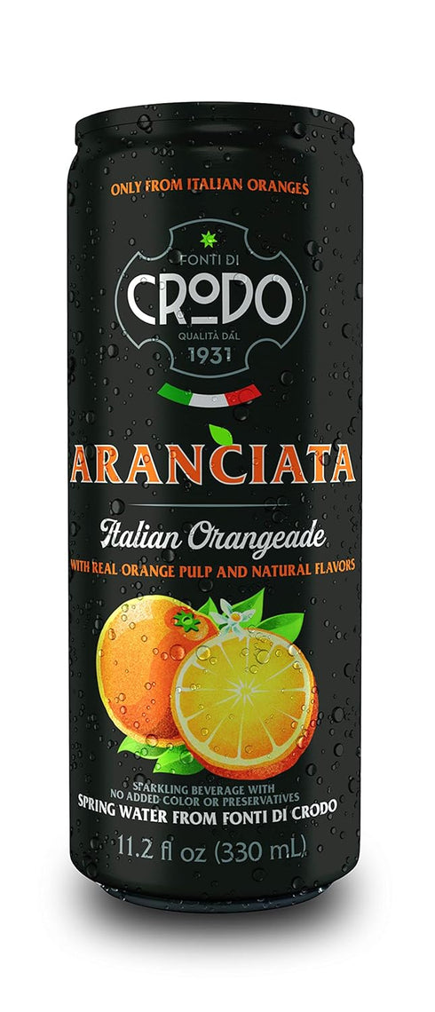 11.2 Oz. (Pack 24) Fonti Di Crodo Aranciata, Italian Sparkling Orangeade, Cans