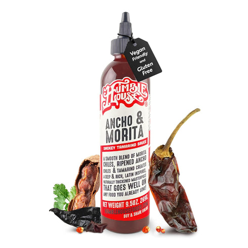 9.5 oz Humble House - Ancho & Morita Chiles Hot Sauce, Low in Calories and Sodium, Vegan Condiments for Chicken Wings