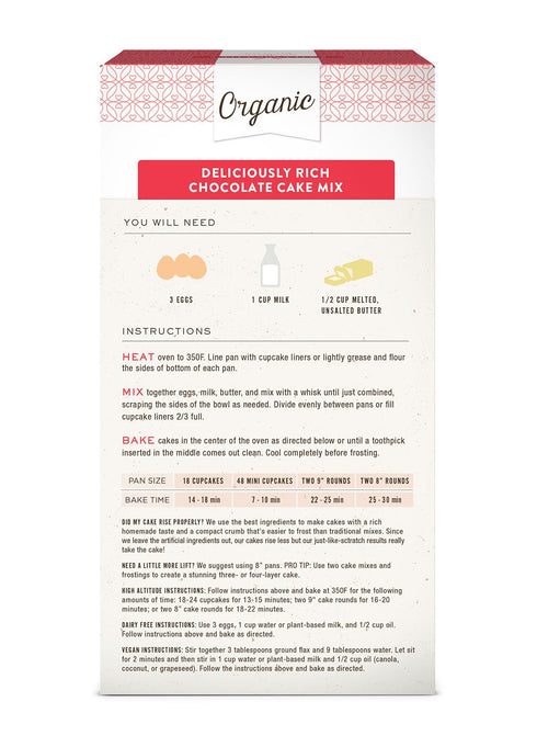 Miss Jones Baking Organic Cake and Cupcake Mix, Non-GMO, Vegan-Friendly, Moist and Fluffy, Chocolate