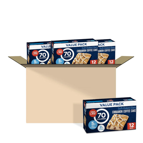 Fiber One 70 Calorie Soft-Baked Bars, Cinnamon Coffee Cake, Value Pack, 12