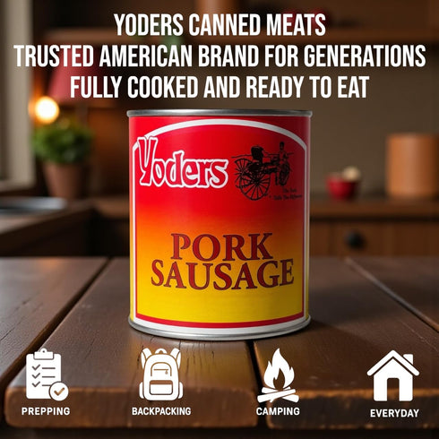 10 28 oz Yoders Canned Pork Sausage Shelf Stable Fully Cooked Sausage Year Storage Ready to Eat Emergency, Survival