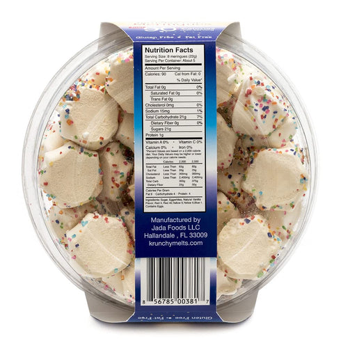 Krunchy Melts Original Meringue Cookies | Birthday Cake Flavor | Fat Free, Gluten Free, Dairy Free | 90 Calories (4 Oz)