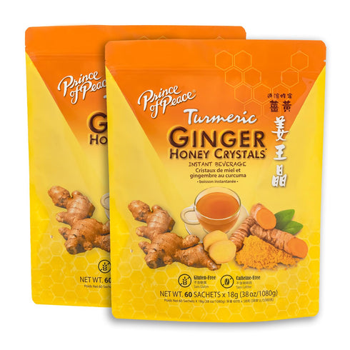 Prince of Peace Instant Ginger Honey Crystals with Turmeric, 60 Sachets -
