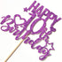 Purple Glitter Happy 10th Birthday Cake Topper - Cheers to 10 Years Children's Birthday Party Cake Decorations