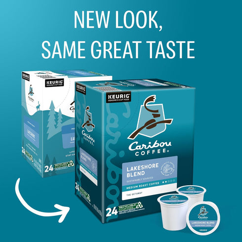 24 Count (Pack 4) Caribou Coffee Lakeshore Blend Keurig Single-Serve K-Cup Pods, Medium Roast