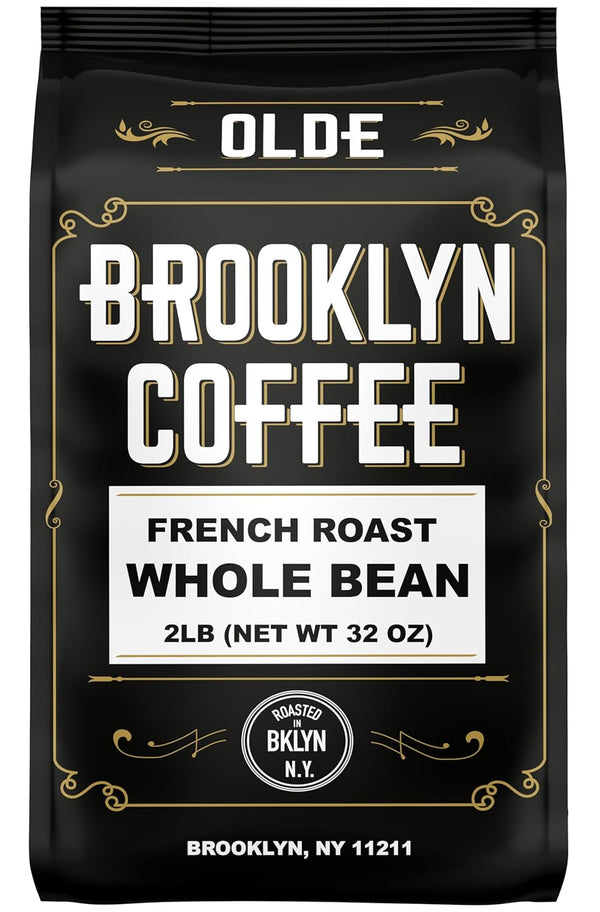 BROOKLYN COFFEE Whole Bean, French Dark Roast (2lb) Silky Smooth, Bold, Balanced