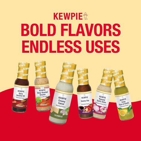 8 oz KEWPIE Creamy Caesar Dressing & Sauce, Savory Garlic & Pepper Flavor, Perfect for Salads, Wraps, Dips & Marinades