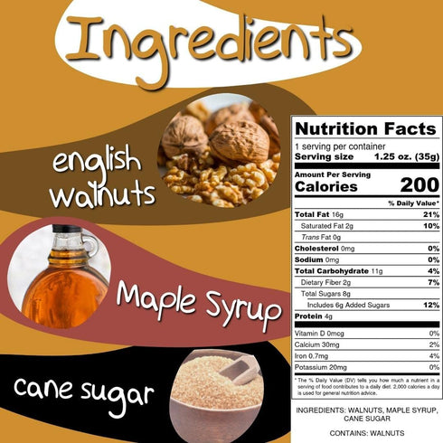 3 1.25 oz (12-Pack) Crazy Go Nuts Walnuts - Maple, Banana, Coconut, Oatmeal Cookie, Healthy Snacks, Vegan, Gluten Free