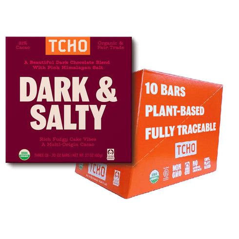 TCHO Dark & Salty 81% Dark Chocolate Bars (10 pack) | Plant