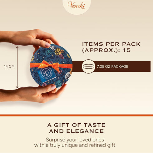 7.05 oz Venchi - Murrine Collection - Small Blue Hamper with Assorted Chocolates, Gift Idea for Birthday