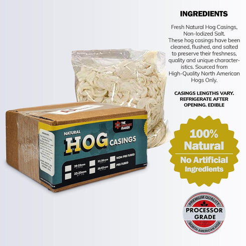 32 35 MM 90 80lb 1 1/4"-1 3/8" The Sausage Maker Natural Hog Sausage Casings To Yards Whole Hank, Stuffs Over Meat