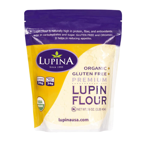 Lupina Organic Gluten-Free Lupin Flour Pack 116 oz- High-Protein, High-Fiber, Low-Carb Plant-Based