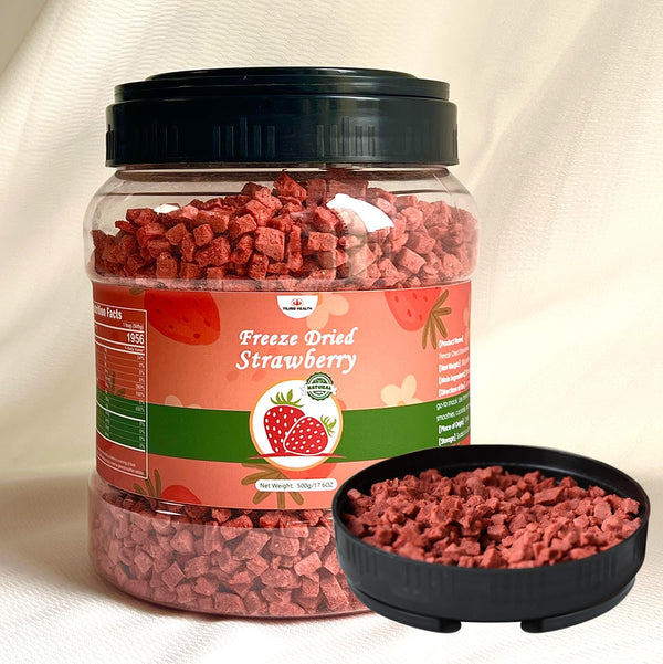 Premium Freeze Dried Strawberries Pieces 17.6 Oz/500g, Crispy Diced Strawberries Dried, 100%