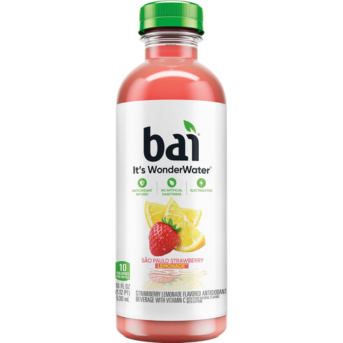18 12 Pack Bai Antioxidant Infused Water Beverage, So Paulo Strawberry Lemonade, with Vitamin C and No Artificial