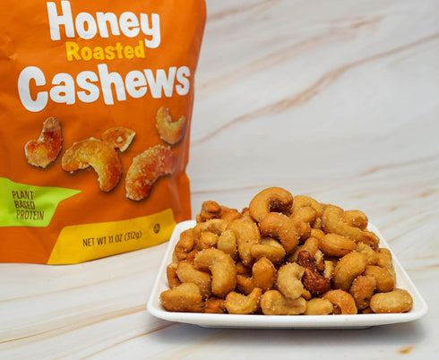 Platinum 11 oz Packs - Honey Roasted Cashews Resealable Pouch | Flavored Cashew Nuts | Sweet Roasted & Tasty Gourmet