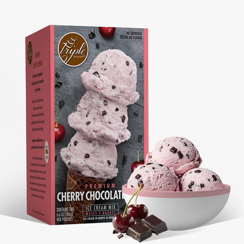(2) 5 2 (2 Pack, Triple Scoop - Premium Cherry Choc Chip Ice Cream Mix For Ice Cream Maker. Simple, Easy, Delicious.