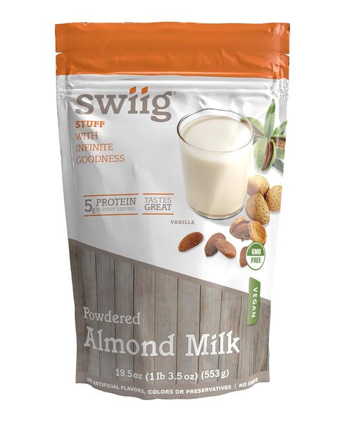 swiig Almond Milk Powder Vanilla Plant-Based Vegan Gluten-Free Non-GMO No Added Sugar