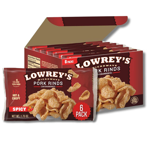 Lowrey's Bacon Curls Microwave Pork Rinds (Chicharrones), Hot & Spicy, 1.75 Ounce